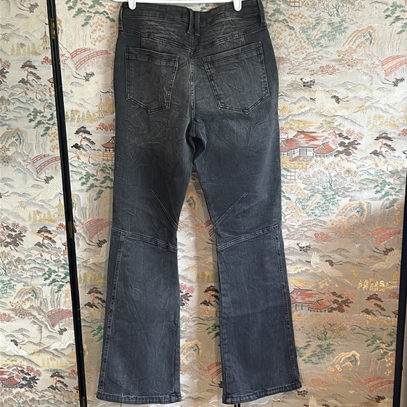 FREE PEOPLE VICTOR MOTO GRAY/BLACK MID RISE FLARE JEANS SIZE 28 - Picture 2 of 12